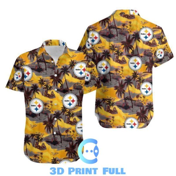 Beach Shirt NFL Pittsburgh Steelers Coconut Tree Hawaii 3D Shirt