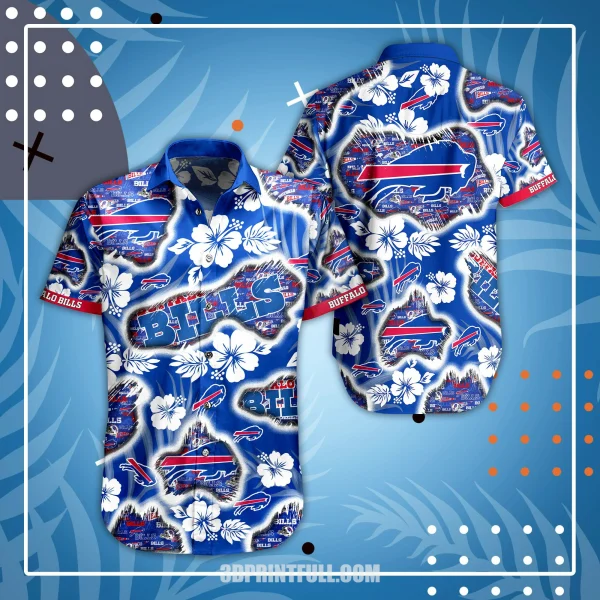 Buffalo Bills Hawaiian Shirts Tropical flower mens