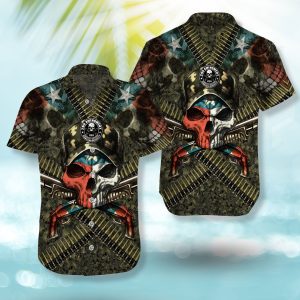 2nd Amendment 1789 Texass Original Homeland Security Skull Hawaiian Shirt