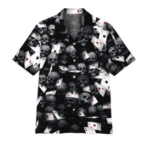 3d Playing Card Skull Aloha Hawaiian Shirt Colorful Short Sleeve Summer