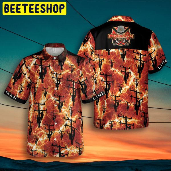 Art Lineman Red Thunder Storm Trending Hawaiian Shirt-1