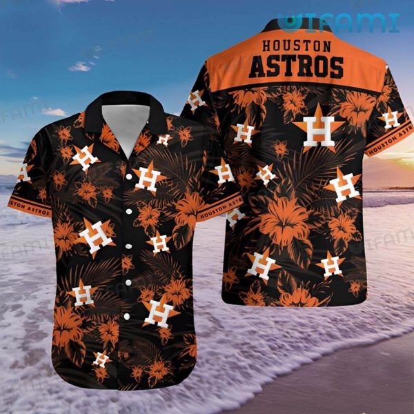 Astros Hawaiian Shirt Hibiscus Flower Palm Leaf Houston Astros Gift