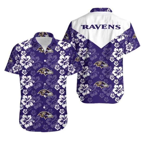 Baltimore Ravens Flowers Hawaii Shirt and Shorts Summer Collection