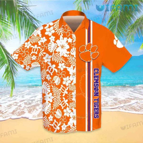 Clemson Tigers Hawaiian Shirt Turtle Tropical Clemson Gift