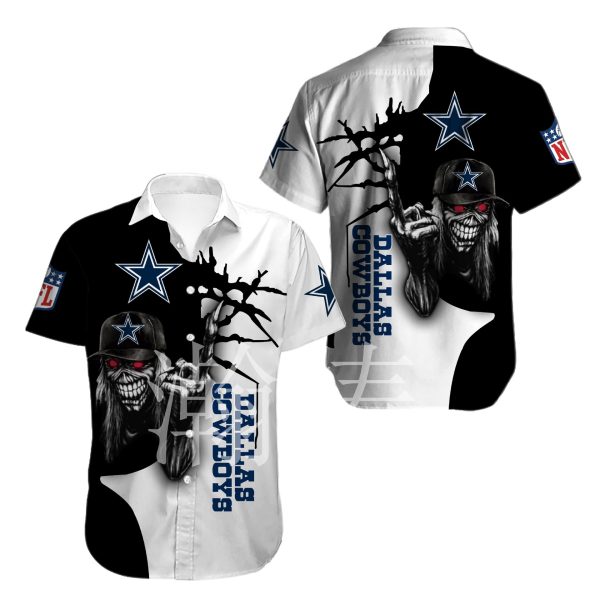 Dallas Cowboys button-up shirt Iron Maiden gift for Halloween