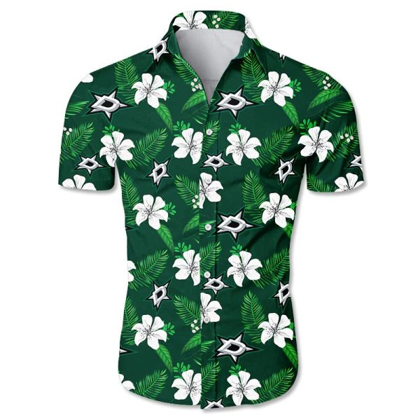 Dallas Stars Hawaiian Shirt Tropical Flower summer