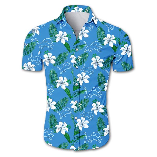 Detroit Lions Hawaiian Shirt Tropical Flower summer 2020