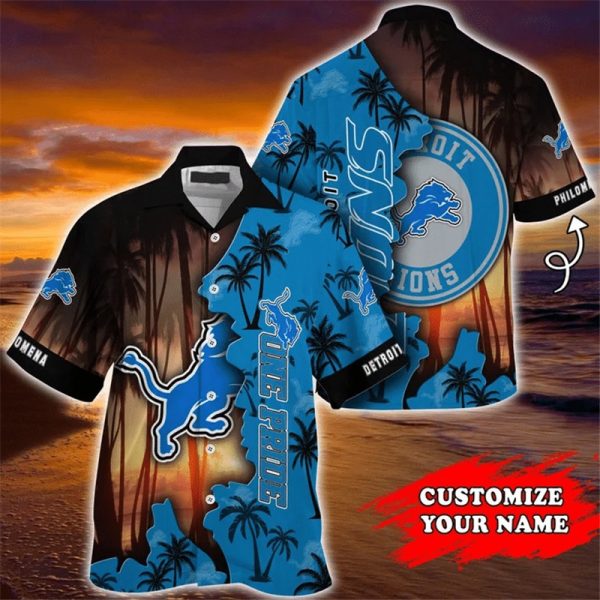 Detroit Lions Hawaiian Shirt tropical island personalized