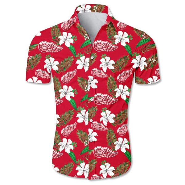 Detroit Red Wings Hawaiian Shirt Tropical Flower summer