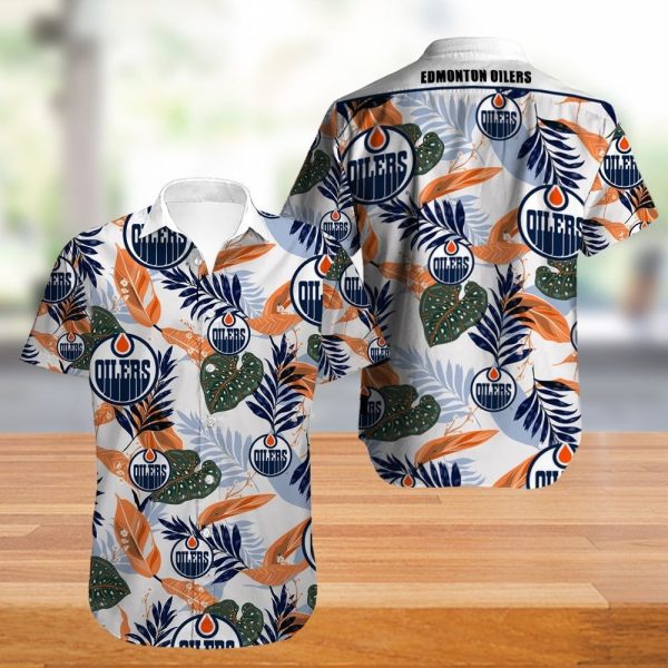 Edmonton Oilers Hawaiian Shirt Tropical Flowers summer for fans