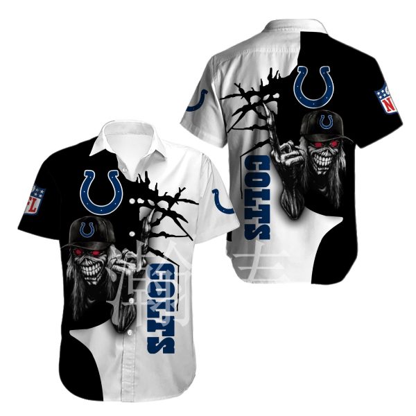 Indianapolis Colts button-up shirt Iron Maiden gift for Halloween