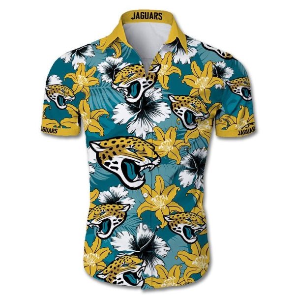 Jacksonville Jaguars Hawaiian shirt Tropical Flower Short Sleeve