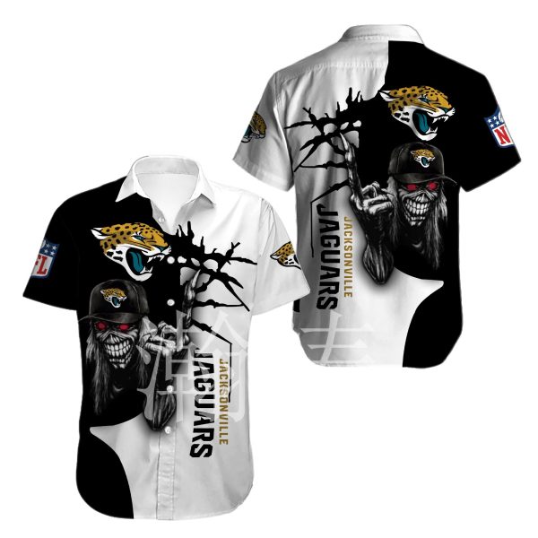 Jacksonville Jaguars button-up shirt Iron Maiden gift for Halloween