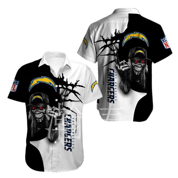 Los Angeles Chargers button-up shirt Iron Maiden gift for Halloween