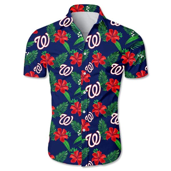 Washington Nationals Hawaiian Shirt Tropical flower gift for fans